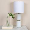 imageCreative CoOp Stacked Glass Base Table Lamp with Cotton Drum Shade White