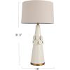 imageCreative CoOp Stoneware Conical Table Lamp with Cream Crackle Glaze and Natural Linen Shade