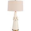 imageCreative CoOp Stoneware Conical Table Lamp with Cream Crackle Glaze and Natural Linen Shade