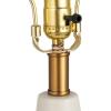 imageCreative CoOp Stoneware Conical Table Lamp with Cream Crackle Glaze and Natural Linen Shade