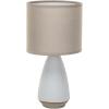 imageCreative CoOp Stoneware Matte Table Lamp with Linen Shade and Speckled Finish White