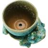 imageCreative CoOp Stoneware Planter with Frog Saucer Base Holds 5quot Pot Reactive Glaze Green Each One Will Vary