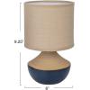 imageCreative CoOp Stoneware Portable Table Lamp with Linen Shade Black and Natural