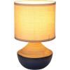 imageCreative CoOp Stoneware Portable Table Lamp with Linen Shade Black and Natural