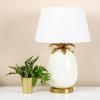 imageCreative CoOp Tropical Metal Base Table Lamp with Pineapple Detail and Shade White and Gold