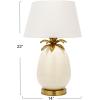imageCreative CoOp Tropical Metal Base Table Lamp with Pineapple Detail and Shade White and Gold