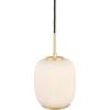 imageCreative CoOp Embossed Glass Shade Lamp with Brass Accents Clear and Gold PendantOpaque White