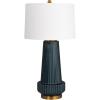 imageCreative CoOp Ribbed Glass Table Lamp with Tapered Drum Shade GreenDeep Blue