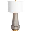 imageCreative CoOp Ribbed Glass Table Lamp with Tapered Drum Shade GreenGray