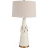 imageCreative CoOp Stoneware Conical Table Lamp with Cream Crackle Glaze and Natural Linen Shade