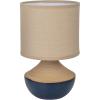 imageCreative CoOp Stoneware Portable Table Lamp with Linen Shade Black and Natural