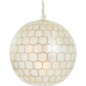 imageCreative CoOp Capiz Honeycomb Globe Chandelier Pendant Light Capiz White Seashells with Antique Gold