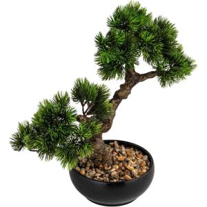 imageCreative CoOp Faux Bonsai Tree in Plastic Pot with Pebbles Green