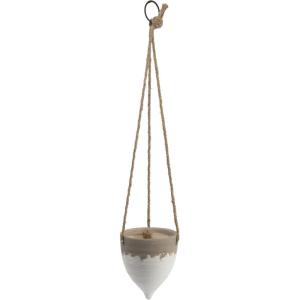 imageCreative CoOp Medium White Stoneware Hanging Planter with Jute RopeMedium