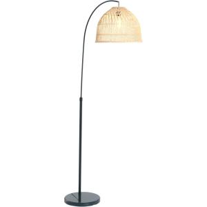 imageCreative CoOp Modern Boho Floor Lamp with Marble Base and Rattan Shade Black and CreamCream