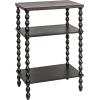 imageCreative CoOp 3Tier Curved Accent Table with Beveled Shelves and Doweled Legs Matte Black FinishBlack