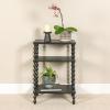 imageCreative CoOp 3Tier Curved Accent Table with Beveled Shelves and Doweled Legs Matte Black FinishBlack