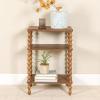 imageCreative CoOp 3Tier Curved Accent Table with Beveled Shelves and Doweled Legs Matte Black FinishWalnut Color