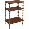 imageCreative CoOp 3Tier Curved Accent Table with Beveled Shelves and Doweled Legs Matte Black FinishWalnut Color