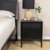 imageCreative CoOp Crawford Solid Wood Nightstand with 2 Storage Drawers and Cane Detail Light Brown FinishBlack With Black