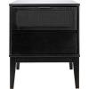 imageCreative CoOp Crawford Solid Wood Nightstand with 2 Storage Drawers and Cane Detail Light Brown FinishBlack With Black