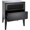 imageCreative CoOp Crawford Solid Wood Nightstand with 2 Storage Drawers and Cane Detail Light Brown FinishBlack With Black