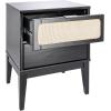imageCreative CoOp Crawford Solid Wood Nightstand with 2 Storage Drawers and Cane Detail Light Brown FinishBlack and Natural