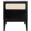 imageCreative CoOp Crawford Solid Wood Nightstand with 2 Storage Drawers and Cane Detail Light Brown FinishBlack and Natural