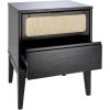 imageCreative CoOp Crawford Solid Wood Nightstand with 2 Storage Drawers and Cane Detail Light Brown FinishBlack and Natural