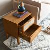 imageCreative CoOp Crawford Solid Wood Nightstand with 2 Storage Drawers and Cane Detail Light Brown FinishLight Brown With Natural