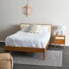 imageCreative CoOp Crawford Solid Wood Nightstand with 2 Storage Drawers and Cane Detail Light Brown FinishLight Brown With Natural