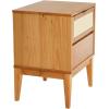 imageCreative CoOp Crawford Solid Wood Nightstand with 2 Storage Drawers and Cane Detail Light Brown FinishLight Brown With Natural