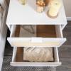 imageCreative CoOp Crawford Solid Wood Nightstand with 2 Storage Drawers and Cane Detail Light Brown FinishWhite With Natural