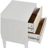 imageCreative CoOp Crawford Solid Wood Nightstand with 2 Storage Drawers and Cane Detail Light Brown FinishWhite With Natural