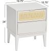 imageCreative CoOp Crawford Solid Wood Nightstand with 2 Storage Drawers and Cane Detail Light Brown FinishWhite With Natural