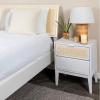 imageCreative CoOp Crawford Solid Wood Nightstand with 2 Storage Drawers and Cane Detail Light Brown FinishWhite With Natural
