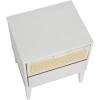 imageCreative CoOp Crawford Solid Wood Nightstand with 2 Storage Drawers and Cane Detail Light Brown FinishWhite With Natural