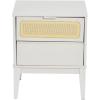 imageCreative CoOp Crawford Solid Wood Nightstand with 2 Storage Drawers and Cane Detail Light Brown FinishWhite With Natural