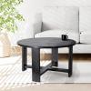 imageCreative CoOp Elegant Acacia Trestle Round End Table BlackBlack