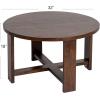 imageCreative CoOp Elegant Acacia Trestle Round End Table BlackWalnut Finish