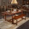 imageCreative CoOp Elegant Acacia Trestle Round End Table BlackWalnut Finish