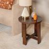 imageCreative CoOp Elegant Acacia Trestle Round End Table BlackWalnut Finish