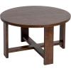 imageCreative CoOp Elegant Acacia Trestle Round End Table BlackWalnut Finish