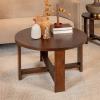 imageCreative CoOp Elegant Acacia Trestle Round End Table BlackWalnut Finish