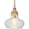 imageCreative CoOp Glass ampamp Mango Wood Ceiling Pendant LightBrown