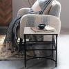 imageCreative CoOp Libertine Genuine Marble and Metal End Table with Glass Storage Shelf Gold FinishBlack