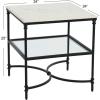 imageCreative CoOp Libertine Genuine Marble and Metal End Table with Glass Storage Shelf Gold FinishBlack
