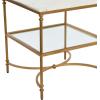imageCreative CoOp Libertine Genuine Marble and Metal End Table with Glass Storage Shelf Gold FinishGold