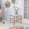 imageCreative CoOp Libertine Genuine Marble and Metal End Table with Glass Storage Shelf Gold FinishGold