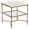 imageCreative CoOp Libertine Genuine Marble and Metal End Table with Glass Storage Shelf Gold FinishGold